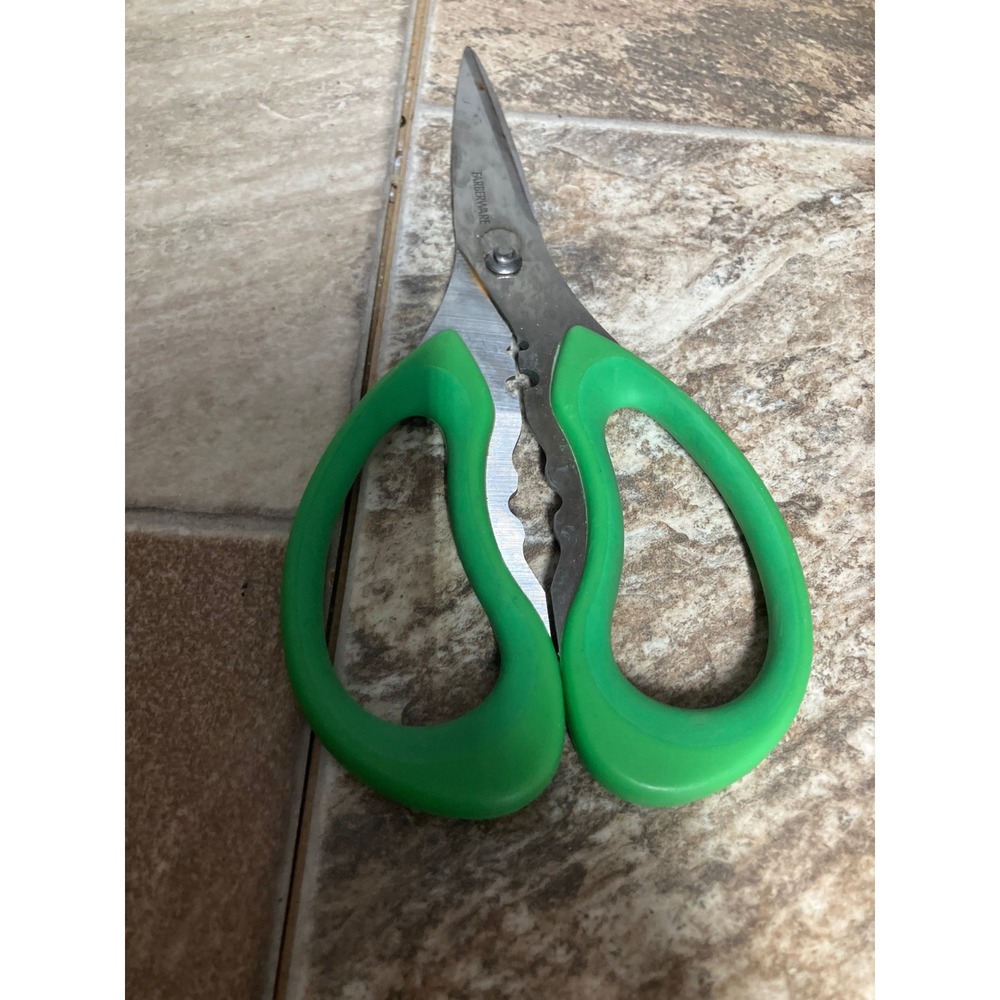 Farberware Kitchen Shears Green Ergonomic Handle Stainless Steel Multi-Purpose